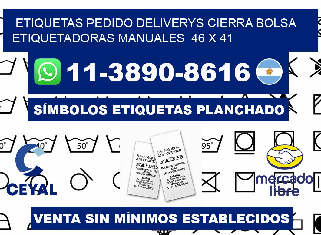 etiquetas pedido deliverys cierra bolsa  Etiquetadoras Manuales  46 x 41