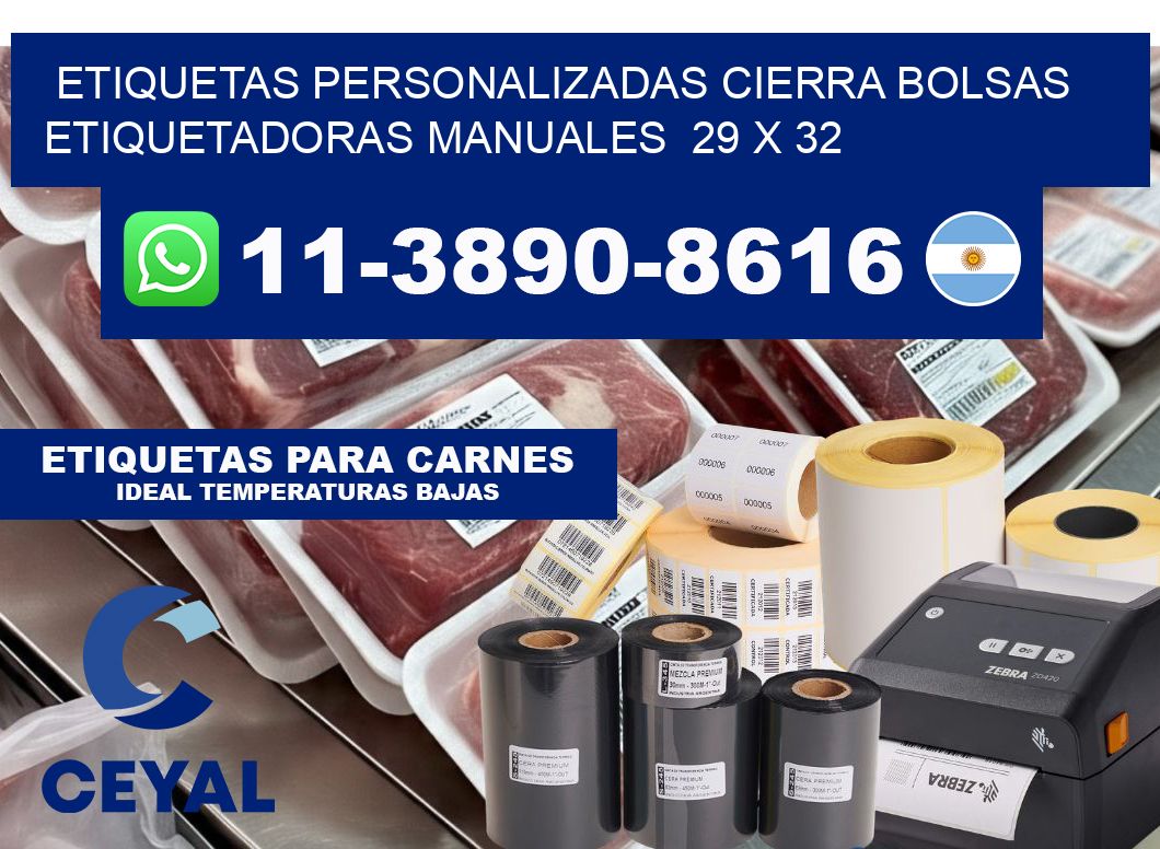 etiquetas personalizadas cierra bolsas  Etiquetadoras Manuales  29 x 32