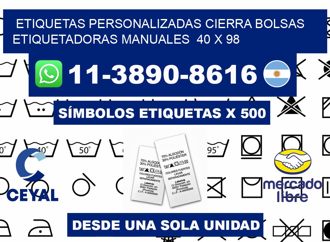 etiquetas personalizadas cierra bolsas  Etiquetadoras Manuales  40 x 98