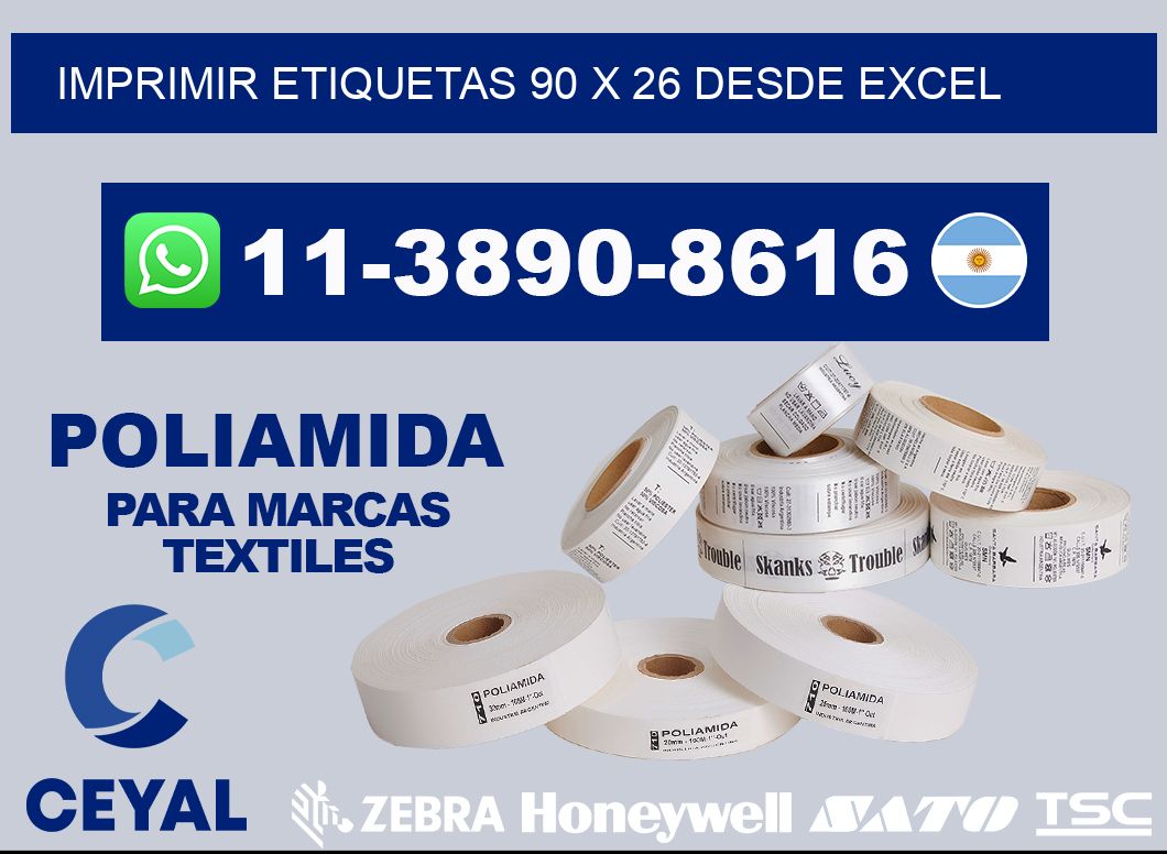 imprimir etiquetas 90 x 26 desde excel