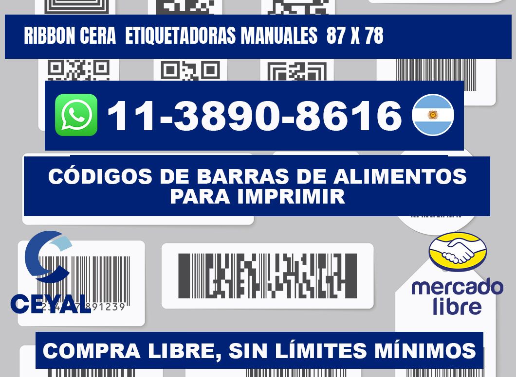 ribbon cera  Etiquetadoras Manuales  87 x 78