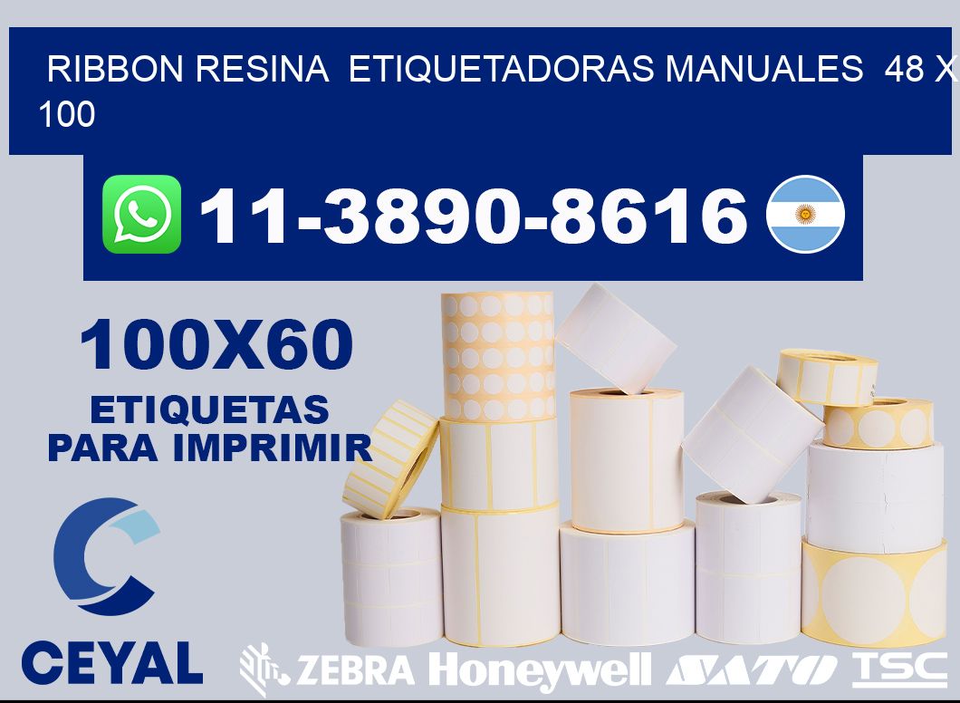 ribbon resina  Etiquetadoras Manuales  48 x 100