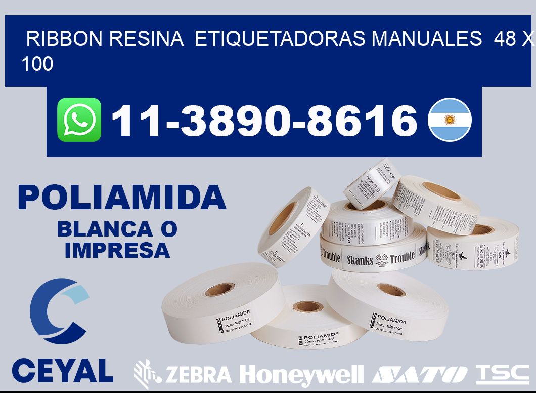 ribbon resina  Etiquetadoras Manuales  48 x 100