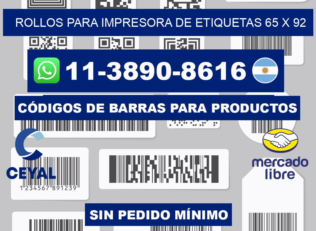 rollos para impresora de etiquetas 65 x 92