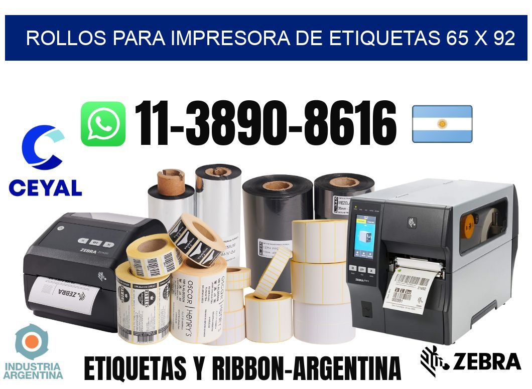 rollos para impresora de etiquetas 65 x 92
