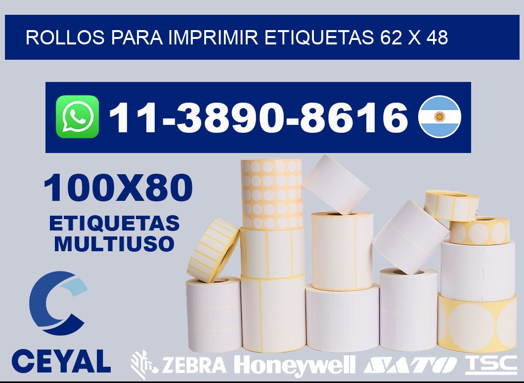 rollos para imprimir etiquetas 62 x 48