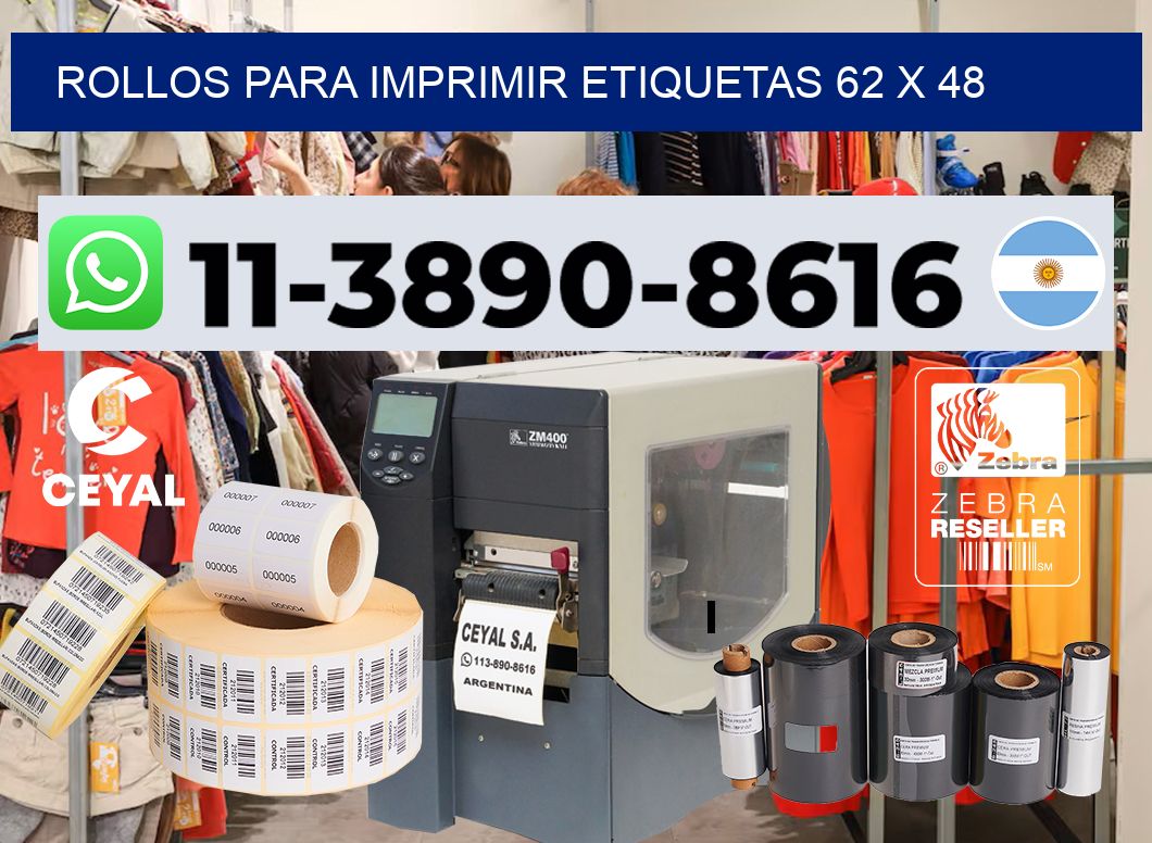 rollos para imprimir etiquetas 62 x 48