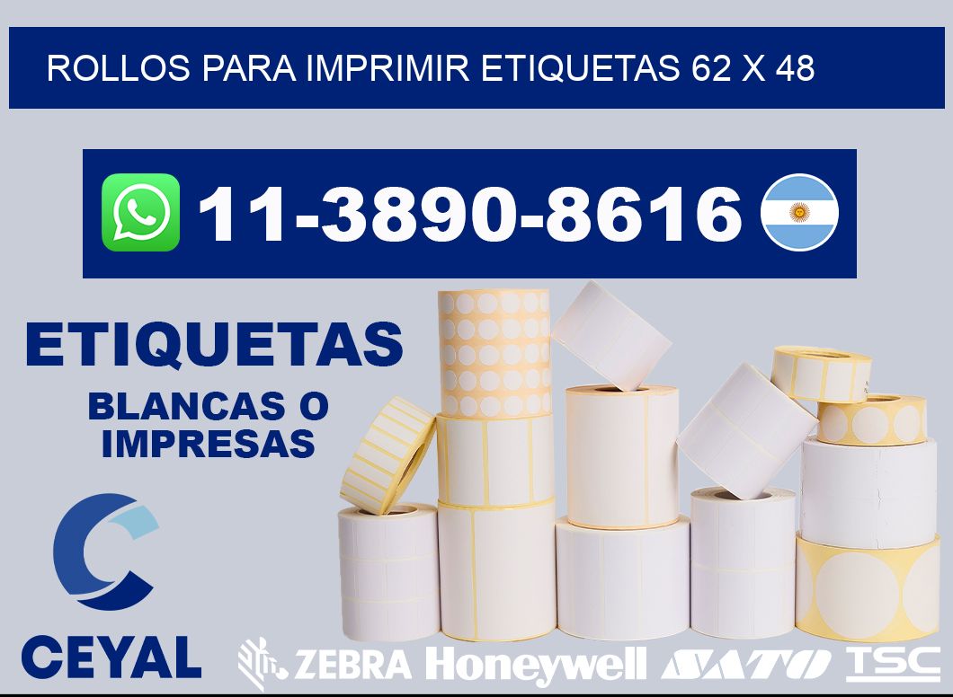 rollos para imprimir etiquetas 62 x 48