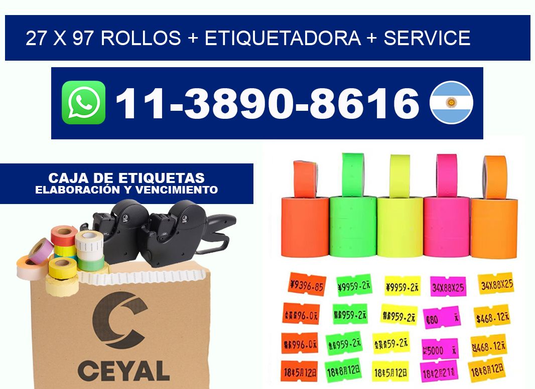 27 x 97 rollos + etiquetadora + service