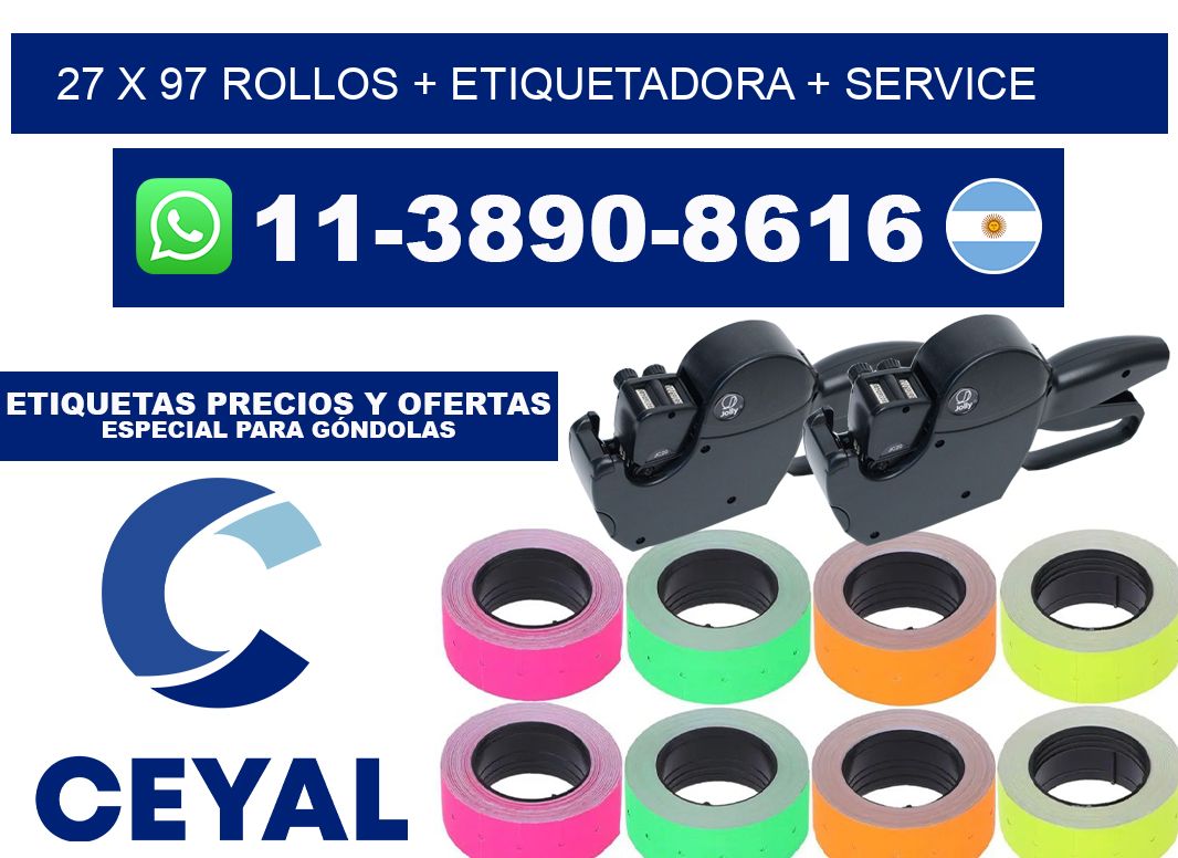27 x 97 rollos + etiquetadora + service