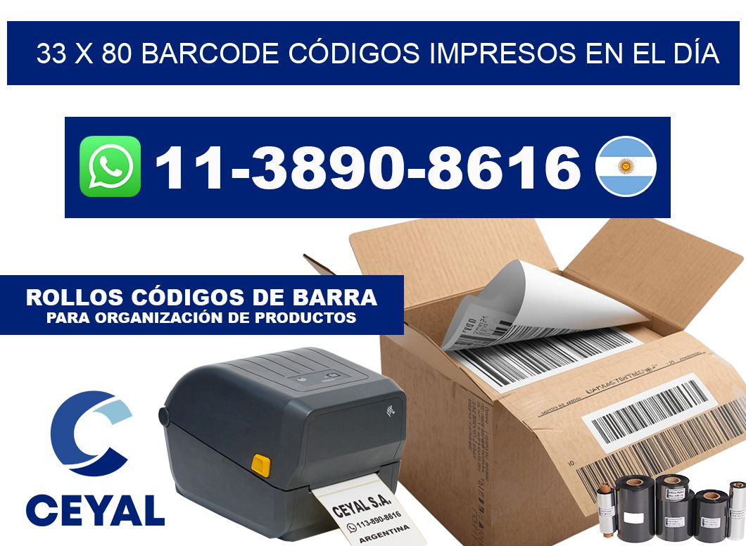 33 x 80 BARCODE CÓDIGOS IMPRESOS EN EL DÍA