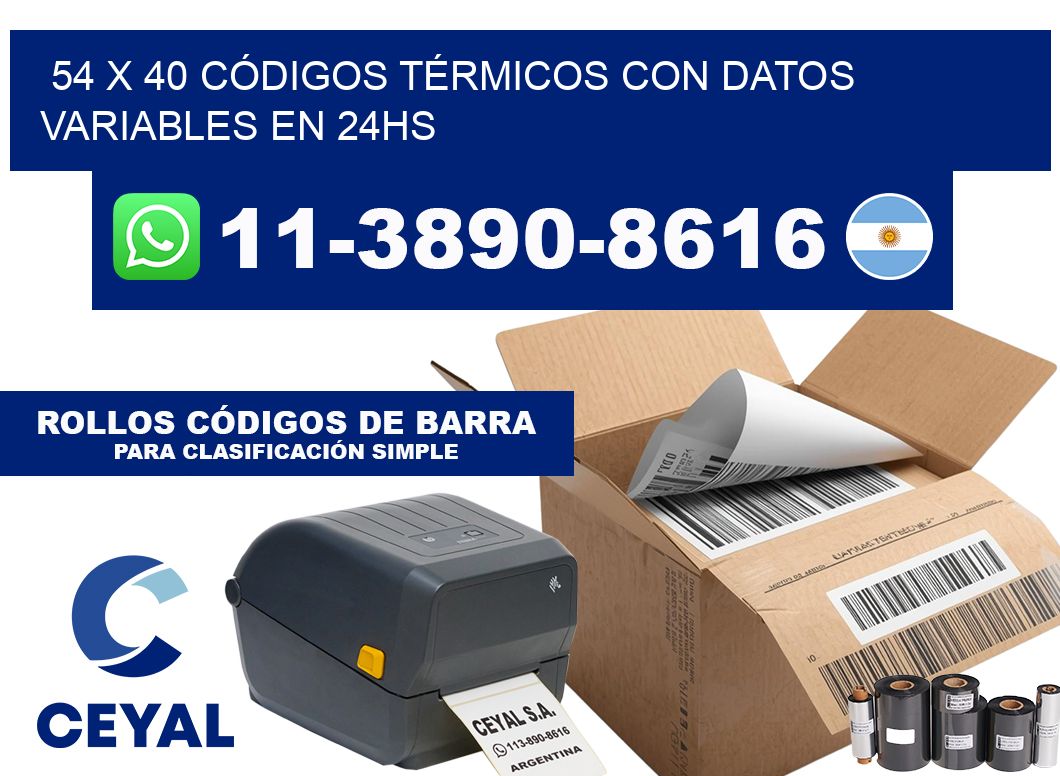 54 x 40 CÓDIGOS TÉRMICOS CON DATOS VARIABLES EN 24HS