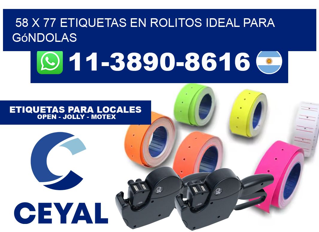 58 x 77 etiquetas en rolitos ideal para góndolas