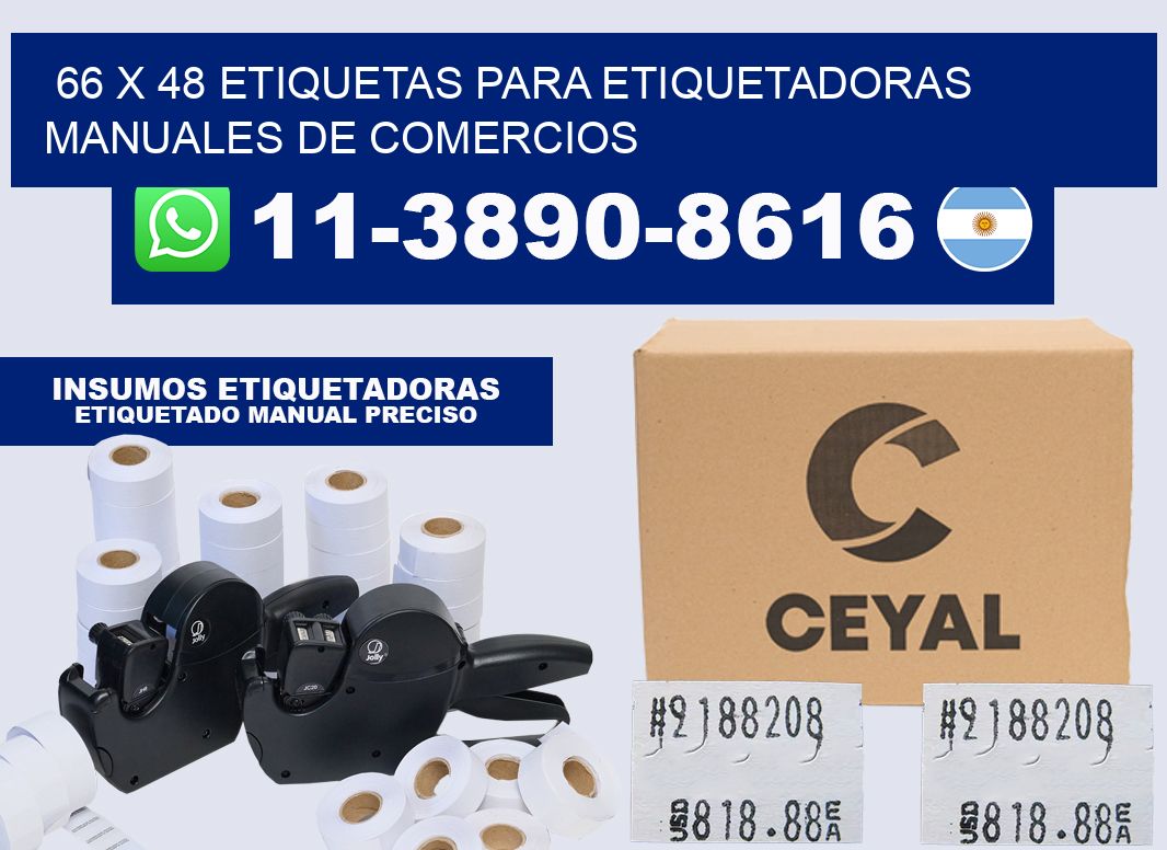 66 x 48 etiquetas para etiquetadoras manuales de comercios