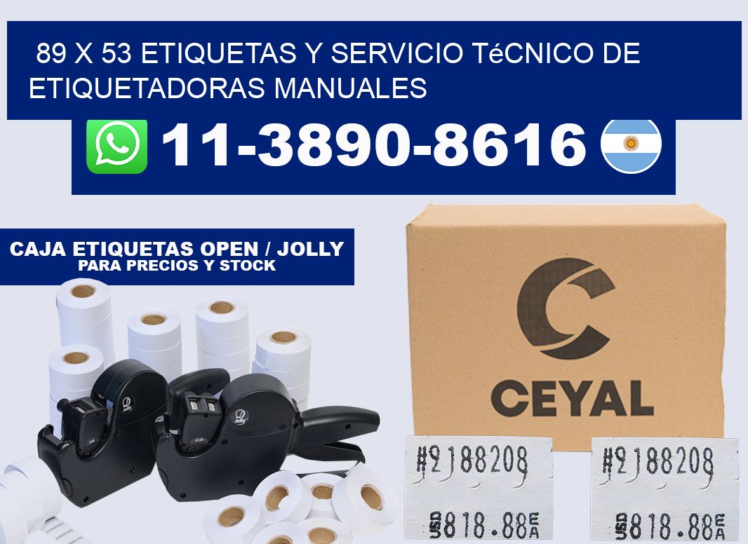 89 x 53 etiquetas y servicio técnico de etiquetadoras manuales