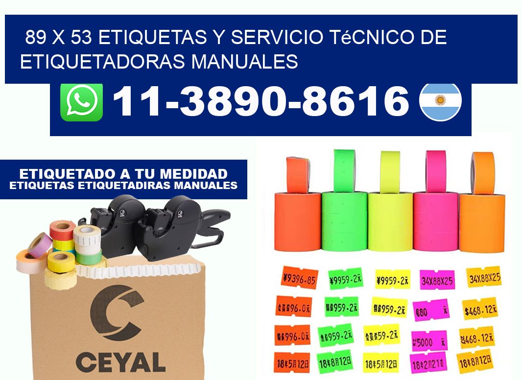89 x 53 etiquetas y servicio técnico de etiquetadoras manuales