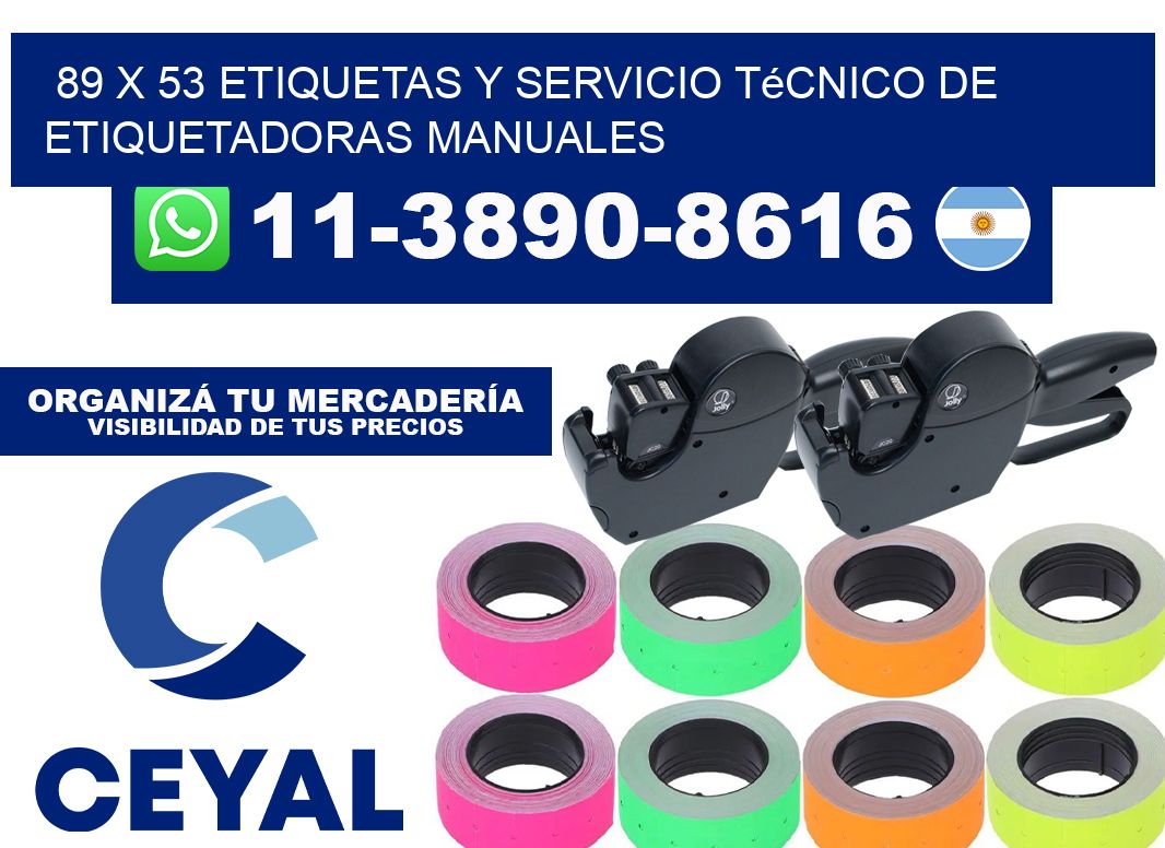 89 x 53 etiquetas y servicio técnico de etiquetadoras manuales