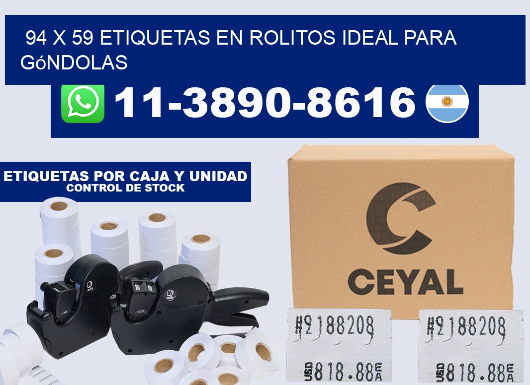 94 x 59 etiquetas en rolitos ideal para góndolas