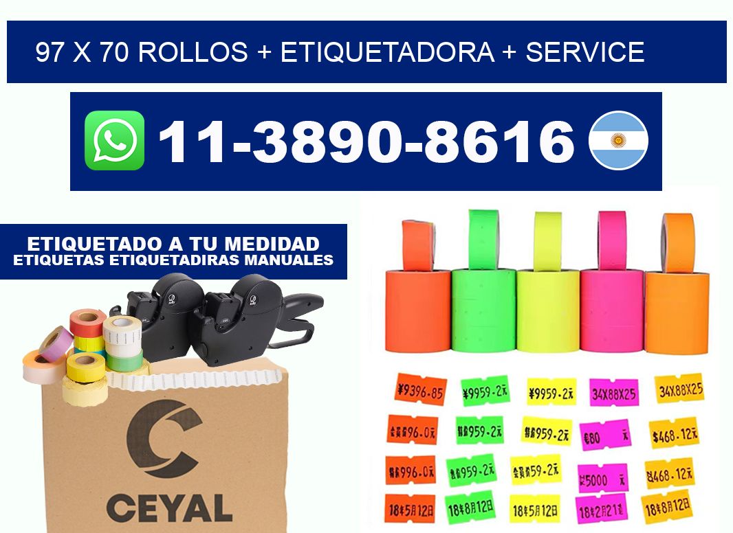 97 x 70 rollos + etiquetadora + service