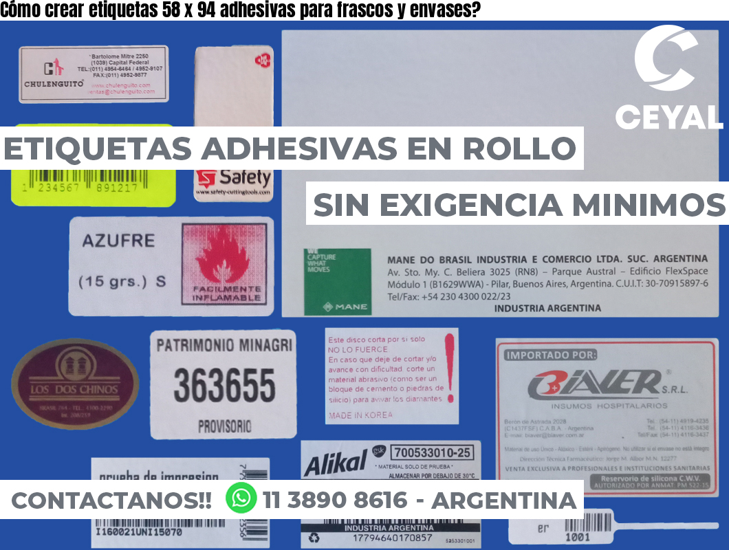 Cómo crear etiquetas 58 x 94 adhesivas para frascos y envases?
