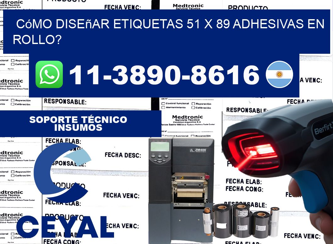 Cómo diseñar etiquetas 51 x 89 adhesivas en rollo?