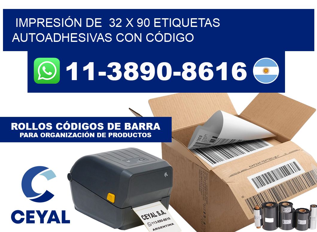 IMPRESIÓN DE 32 x 90 ETIQUETAS AUTOADHESIVAS CON CÓDIGO