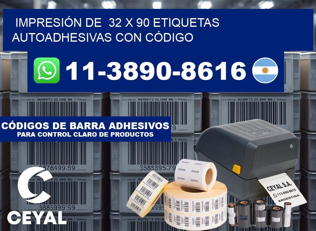 IMPRESIÓN DE 32 x 90 ETIQUETAS AUTOADHESIVAS CON CÓDIGO