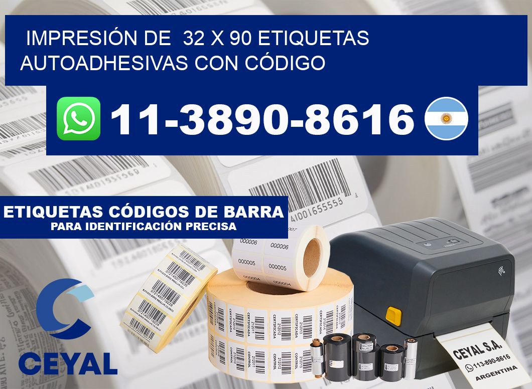 IMPRESIÓN DE 32 x 90 ETIQUETAS AUTOADHESIVAS CON CÓDIGO