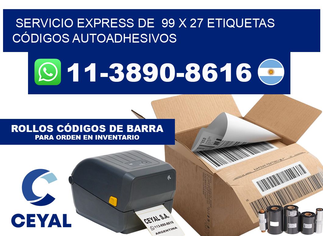 SERVICIO EXPRESS DE  99 x 27 ETIQUETAS CÓDIGOS AUTOADHESIVOS