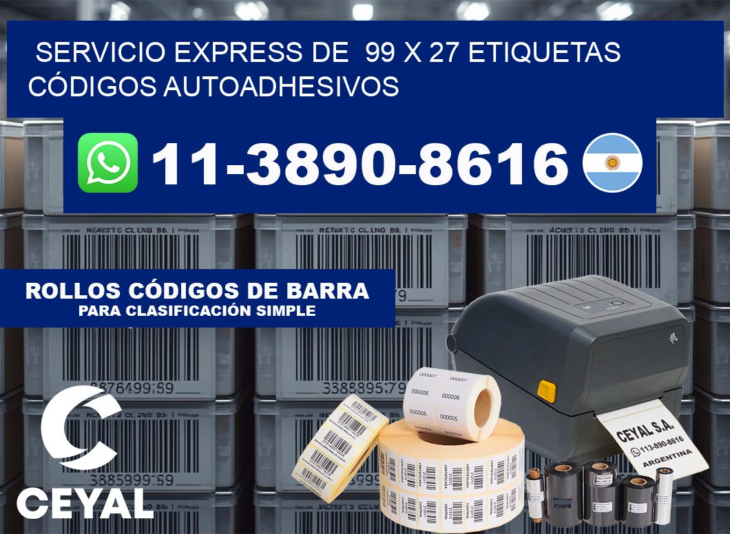 SERVICIO EXPRESS DE  99 x 27 ETIQUETAS CÓDIGOS AUTOADHESIVOS