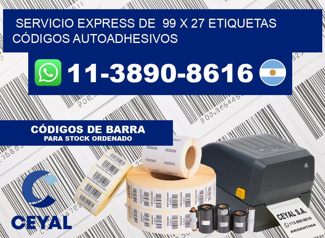 SERVICIO EXPRESS DE  99 x 27 ETIQUETAS CÓDIGOS AUTOADHESIVOS