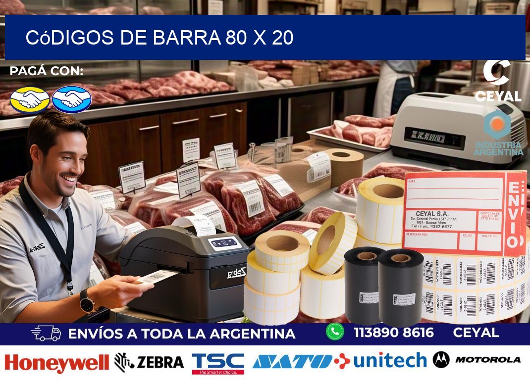 códigos de barra 80 x 20