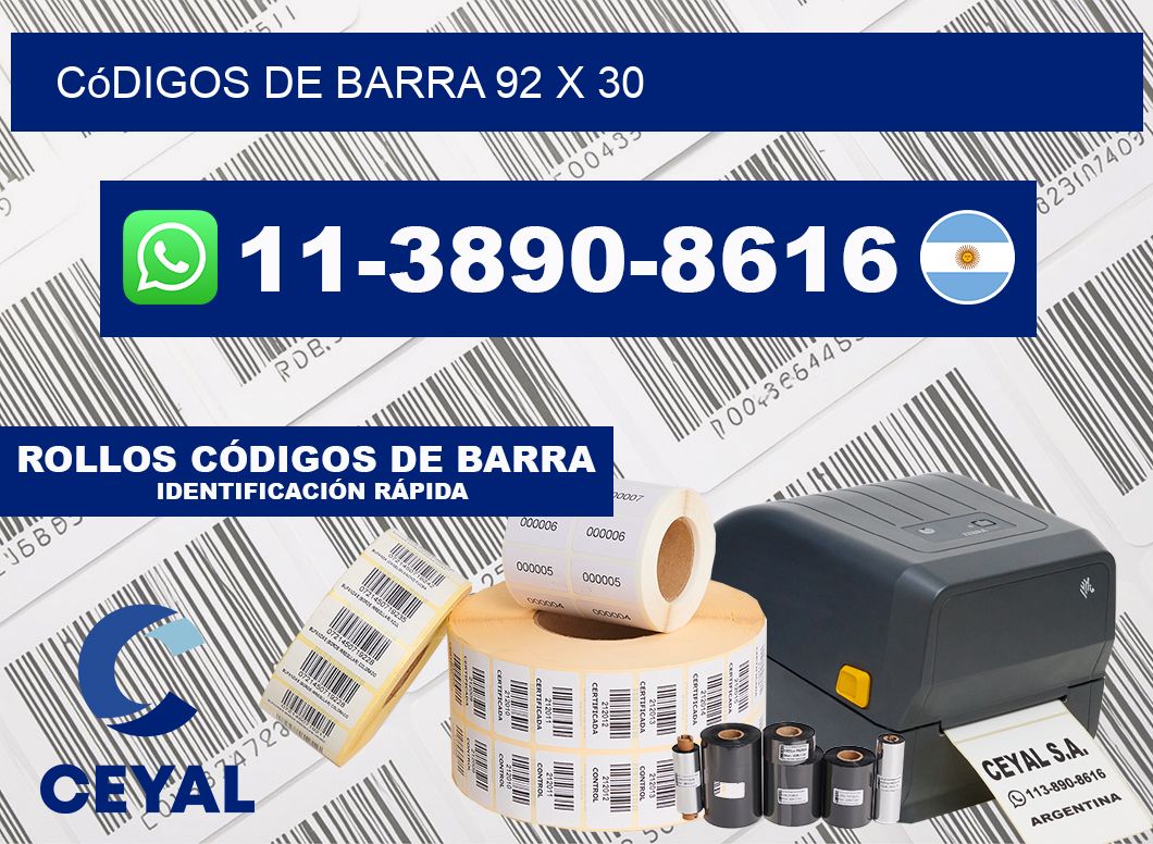 códigos de barra 92 x 30