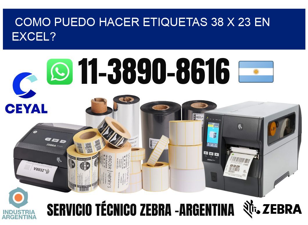 como puedo hacer etiquetas 38 x 23 en excel?