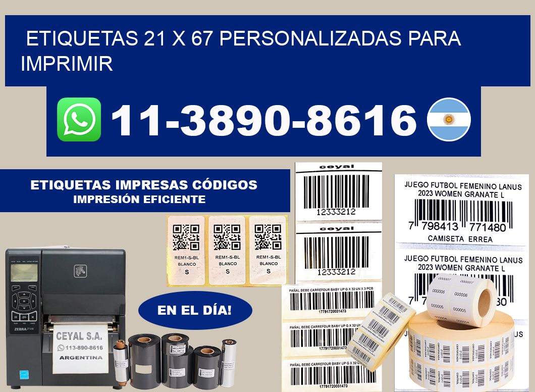 etiquetas 21 x 67 personalizadas para imprimir