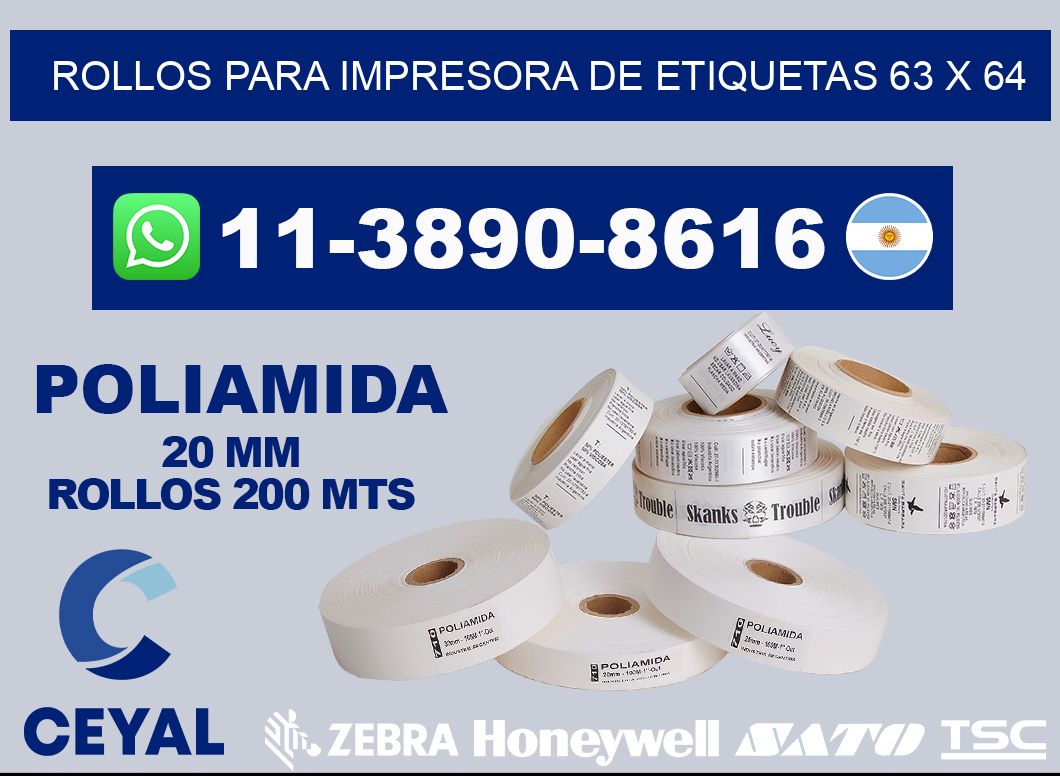 rollos para impresora de etiquetas 63 x 64