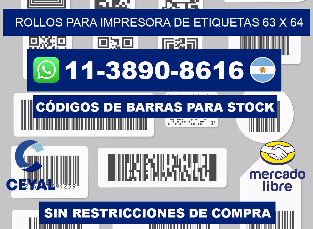 rollos para impresora de etiquetas 63 x 64