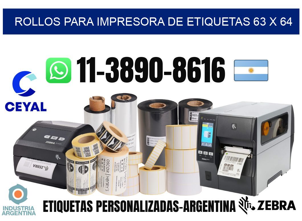 rollos para impresora de etiquetas 63 x 64