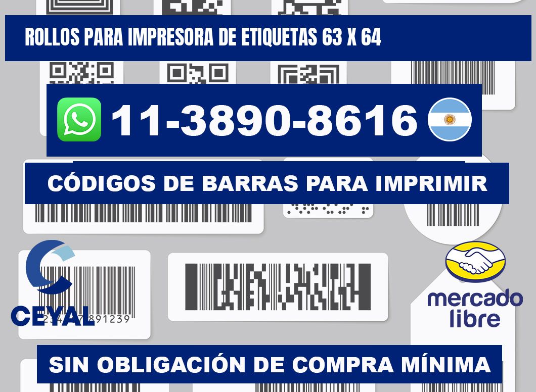rollos para impresora de etiquetas 63 x 64