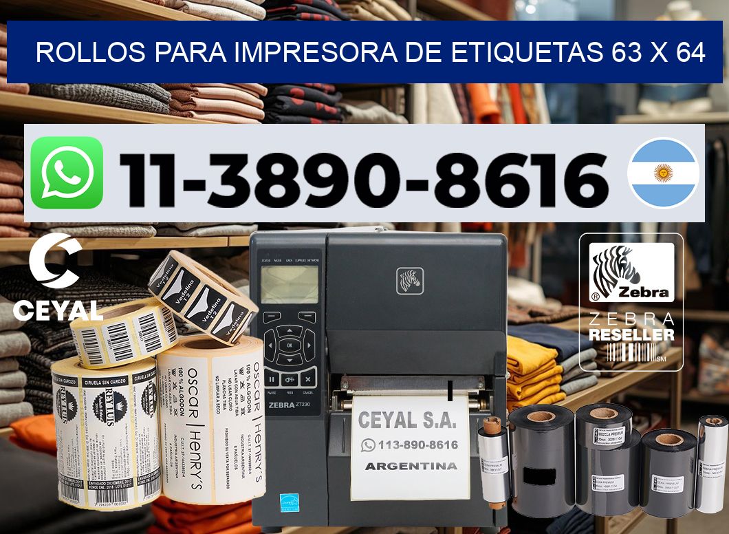 rollos para impresora de etiquetas 63 x 64