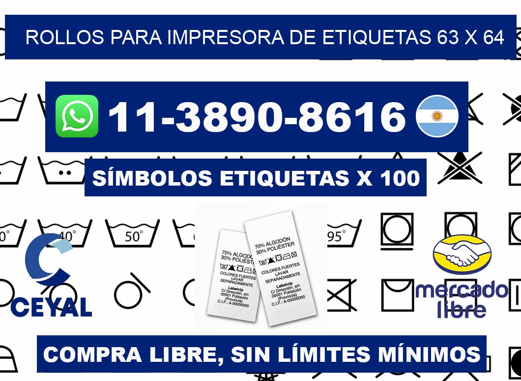 rollos para impresora de etiquetas 63 x 64