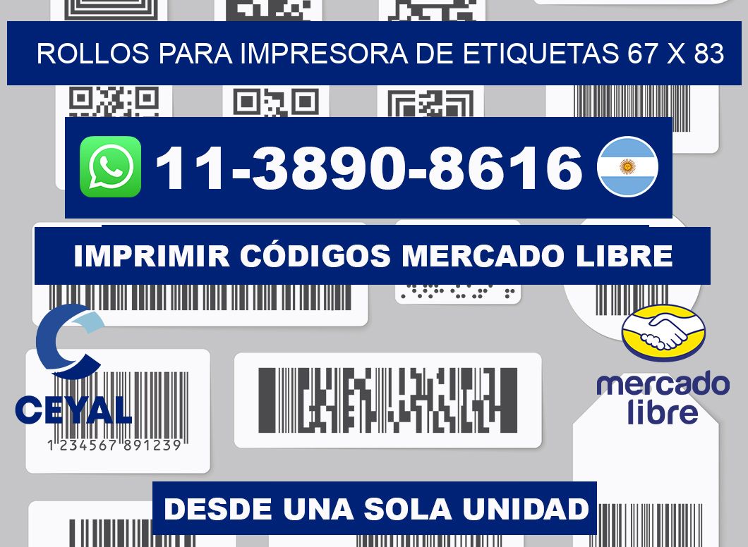 rollos para impresora de etiquetas 67 x 83