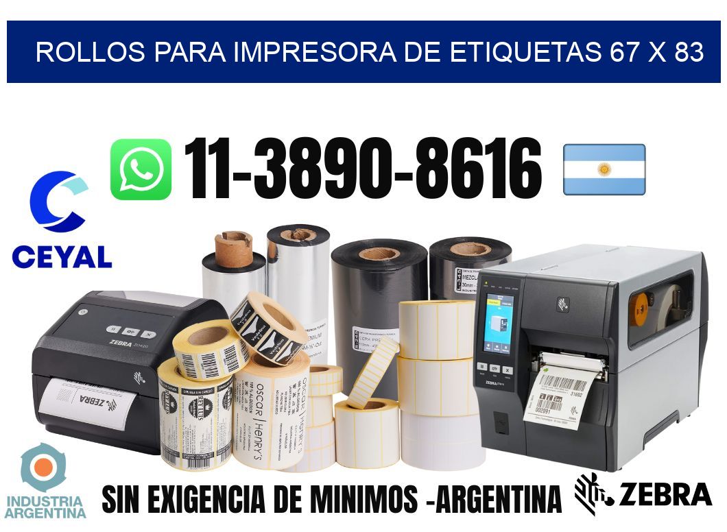 rollos para impresora de etiquetas 67 x 83