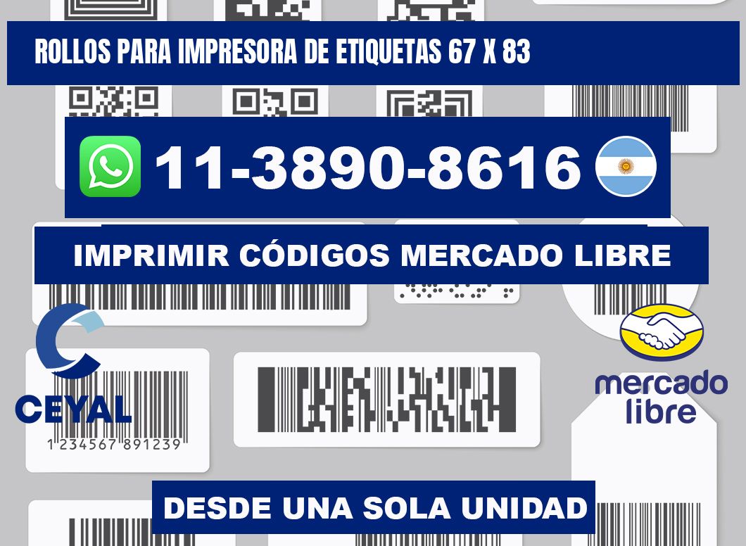 rollos para impresora de etiquetas 67 x 83