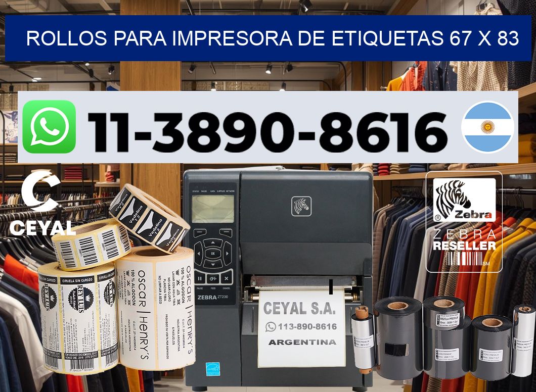 rollos para impresora de etiquetas 67 x 83