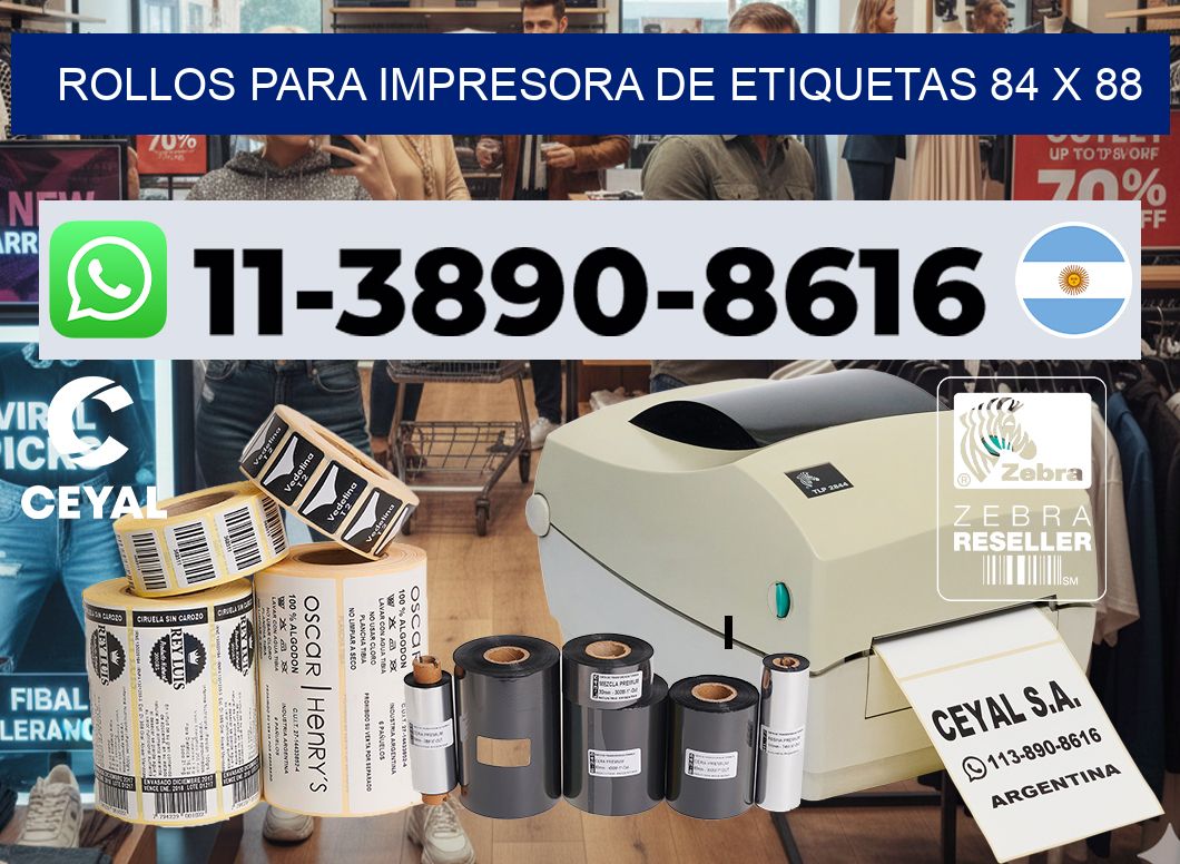 rollos para impresora de etiquetas 84 x 88
