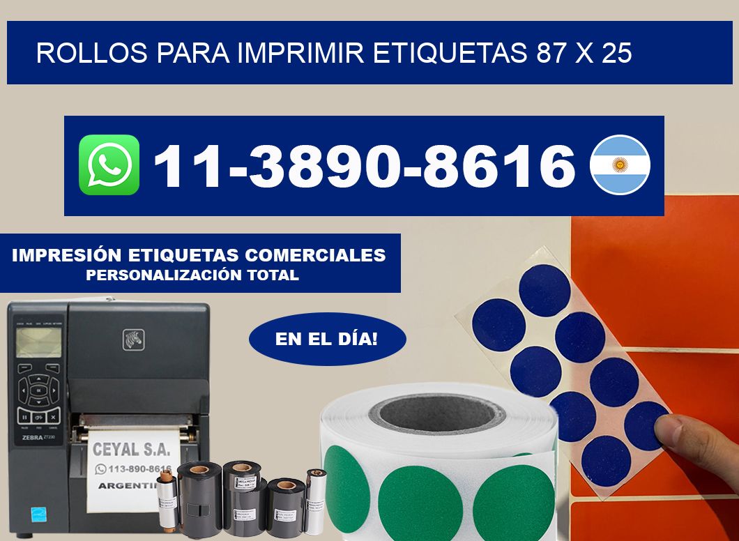 rollos para imprimir etiquetas 87 x 25