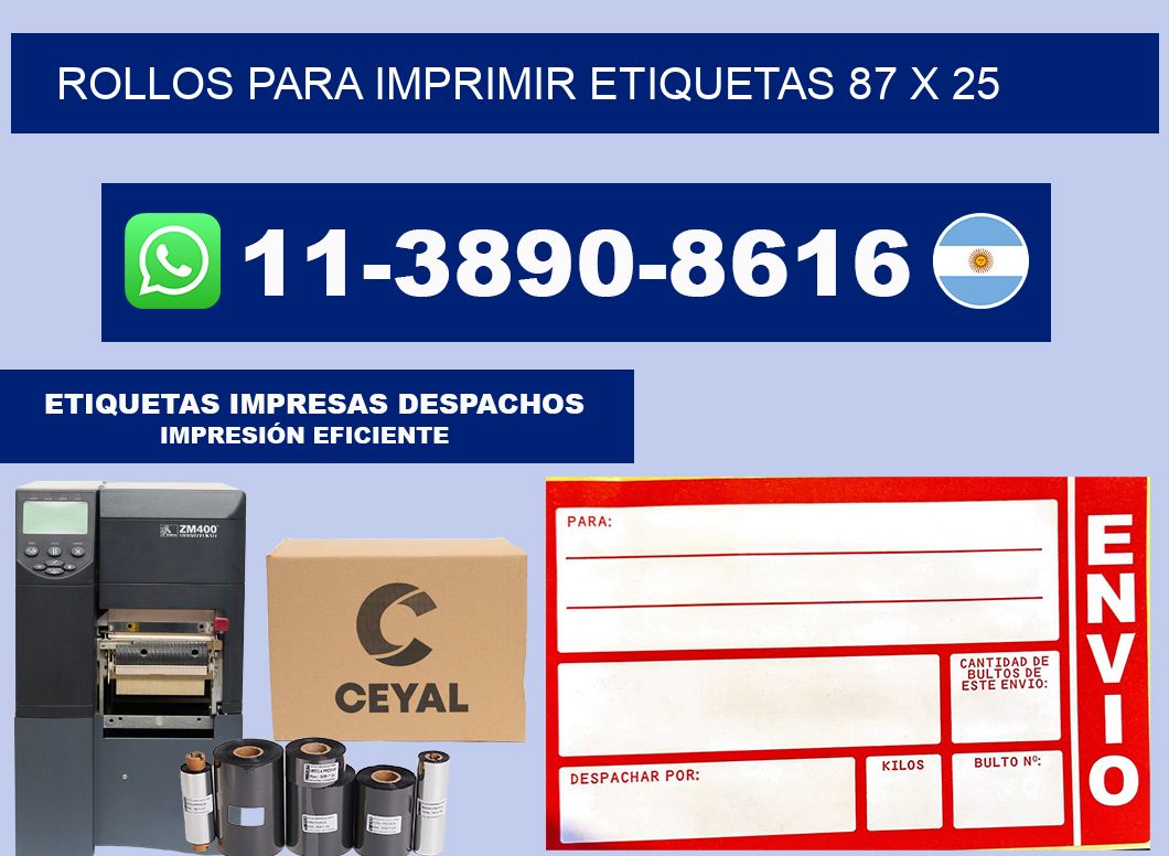 rollos para imprimir etiquetas 87 x 25