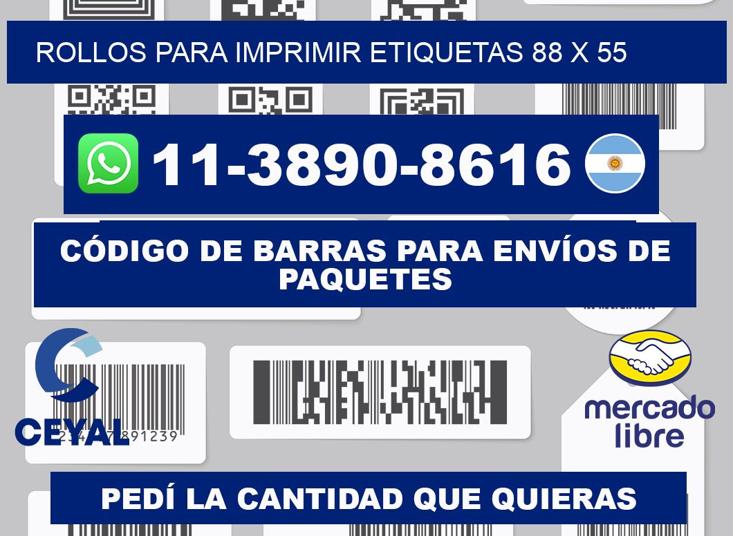 rollos para imprimir etiquetas 88 x 55