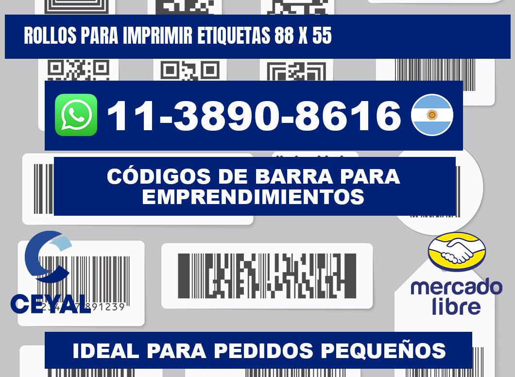 rollos para imprimir etiquetas 88 x 55